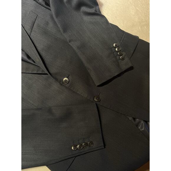 JF Ferrar Mens 38R Slim Fit Navy Blue Micro-Stripe Casual Blazer Sport Jacket - Picture 7 of 14